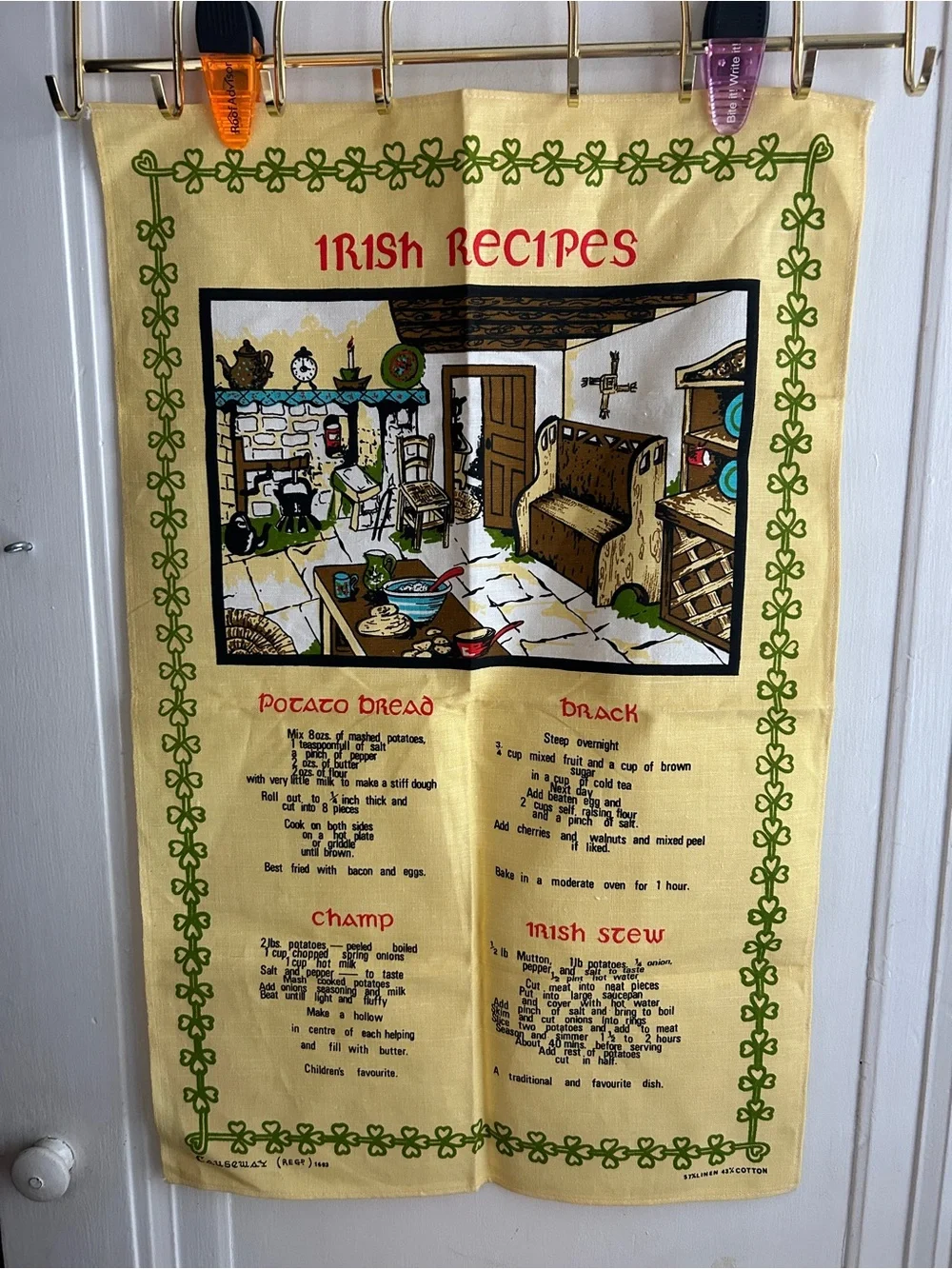 Irish Recipes Decorative Tea Towel - Yellow